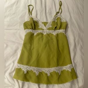 Elegant Green Lace Trim Women's Top